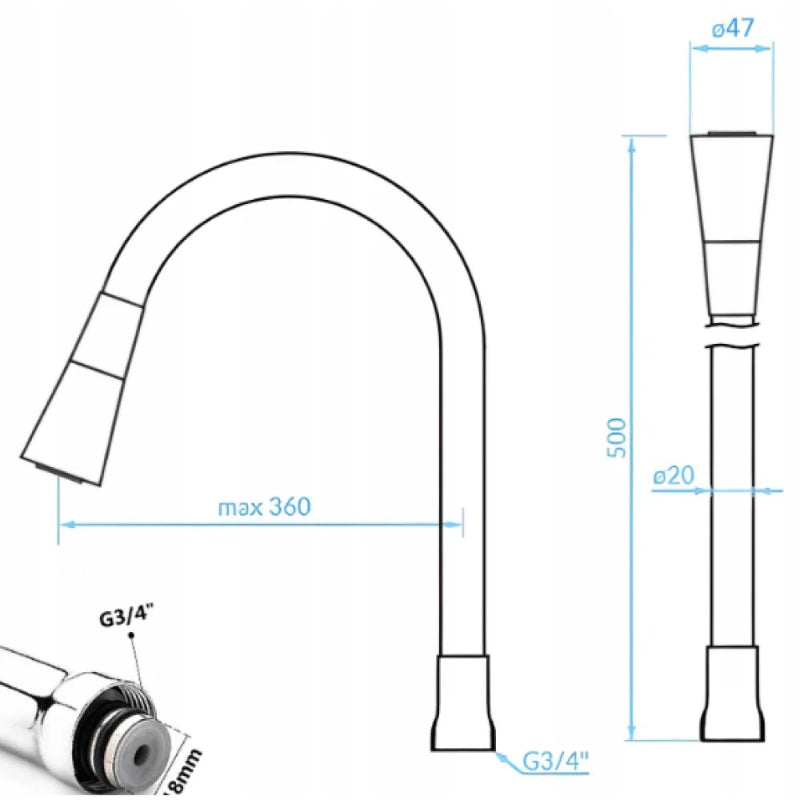 360° Flexible Rubber Neck For Kitchen & Bathroom Taps