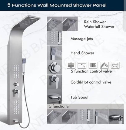 5 in 1 Multifunctional Bathroom Shower Panel - Royal Sanitary