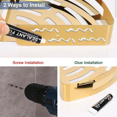 Bathroom Two Layers Corner Storage Shelf Stainless Steel