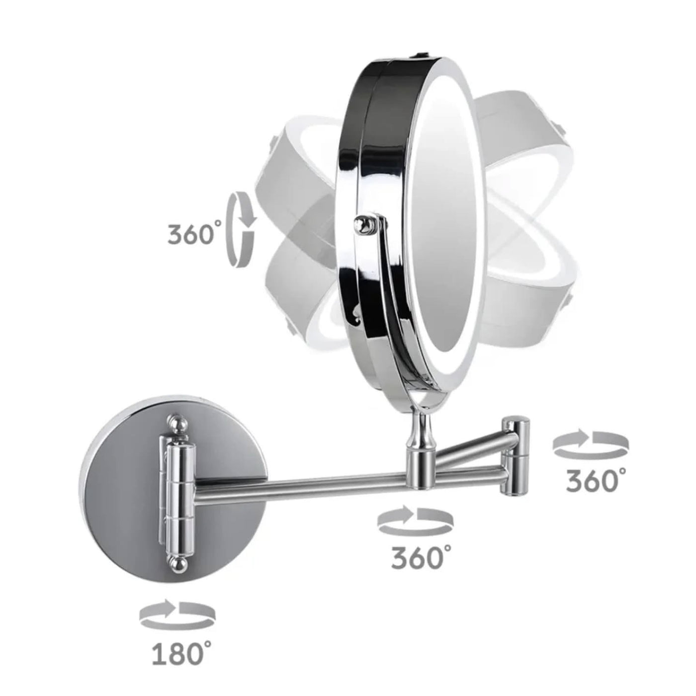 Wall Mounted 1080° Rotatable LED Mirror