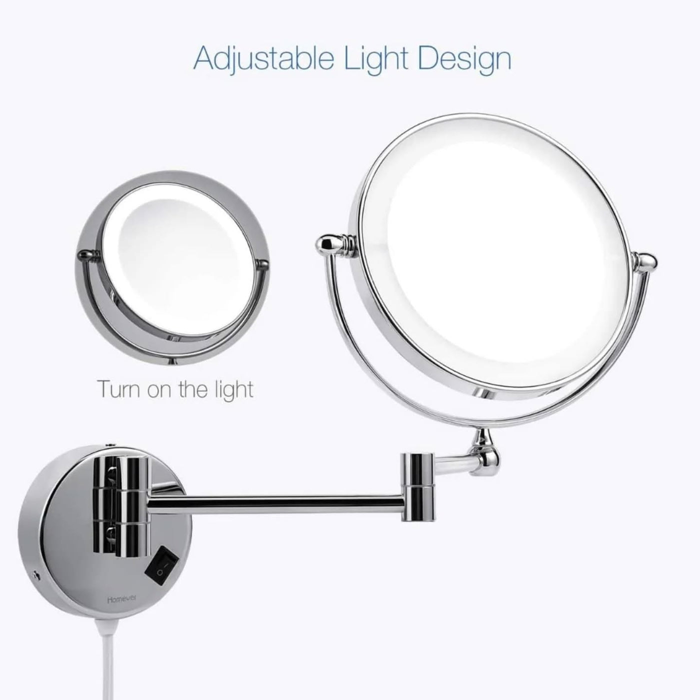 Wall Mounted 1080° Rotatable LED Mirror