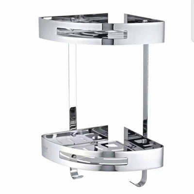 Bathroom Two Layers Corner Storage Shelf Stainless Steel