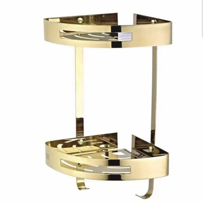 Bathroom Two Layers Corner Storage Shelf Stainless Steel