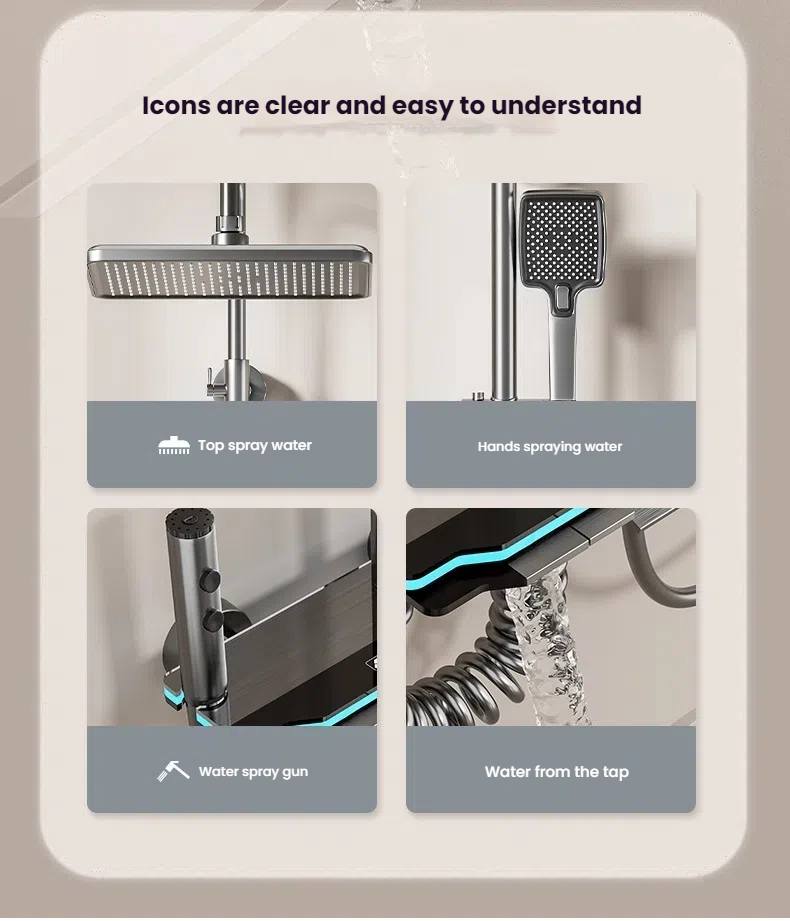 Piano + LED Shower Set Complete