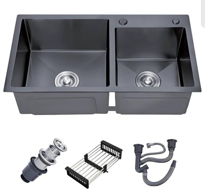 Hand Made Double Bowl Kitchen Sink - Royal Sanitary