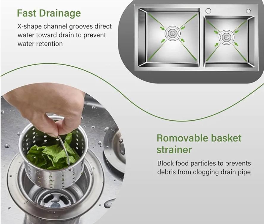 Hand Made Double Bowl Kitchen Sink - Royal Sanitary