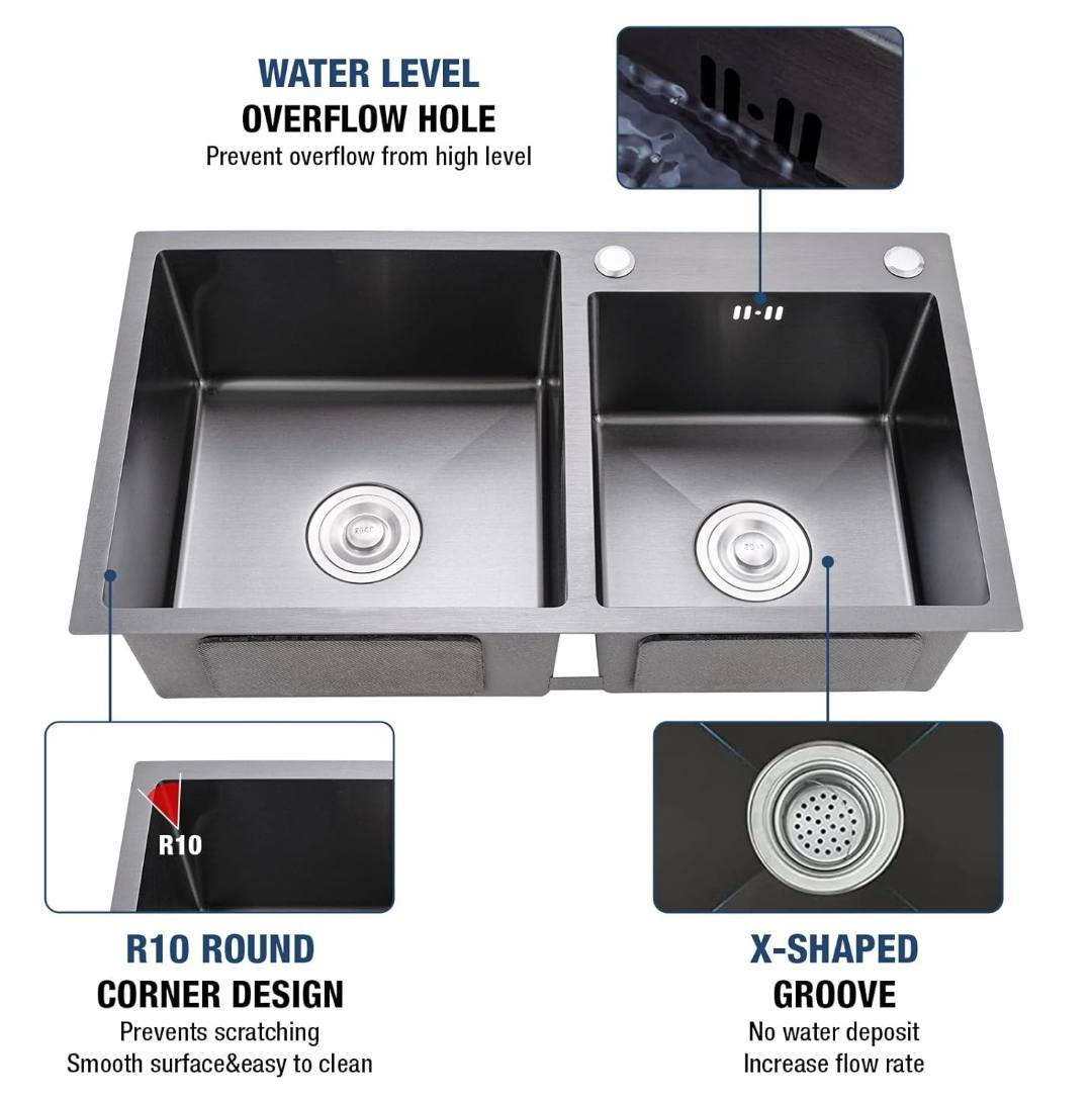 Hand Made Double Bowl Kitchen Sink - Royal Sanitary