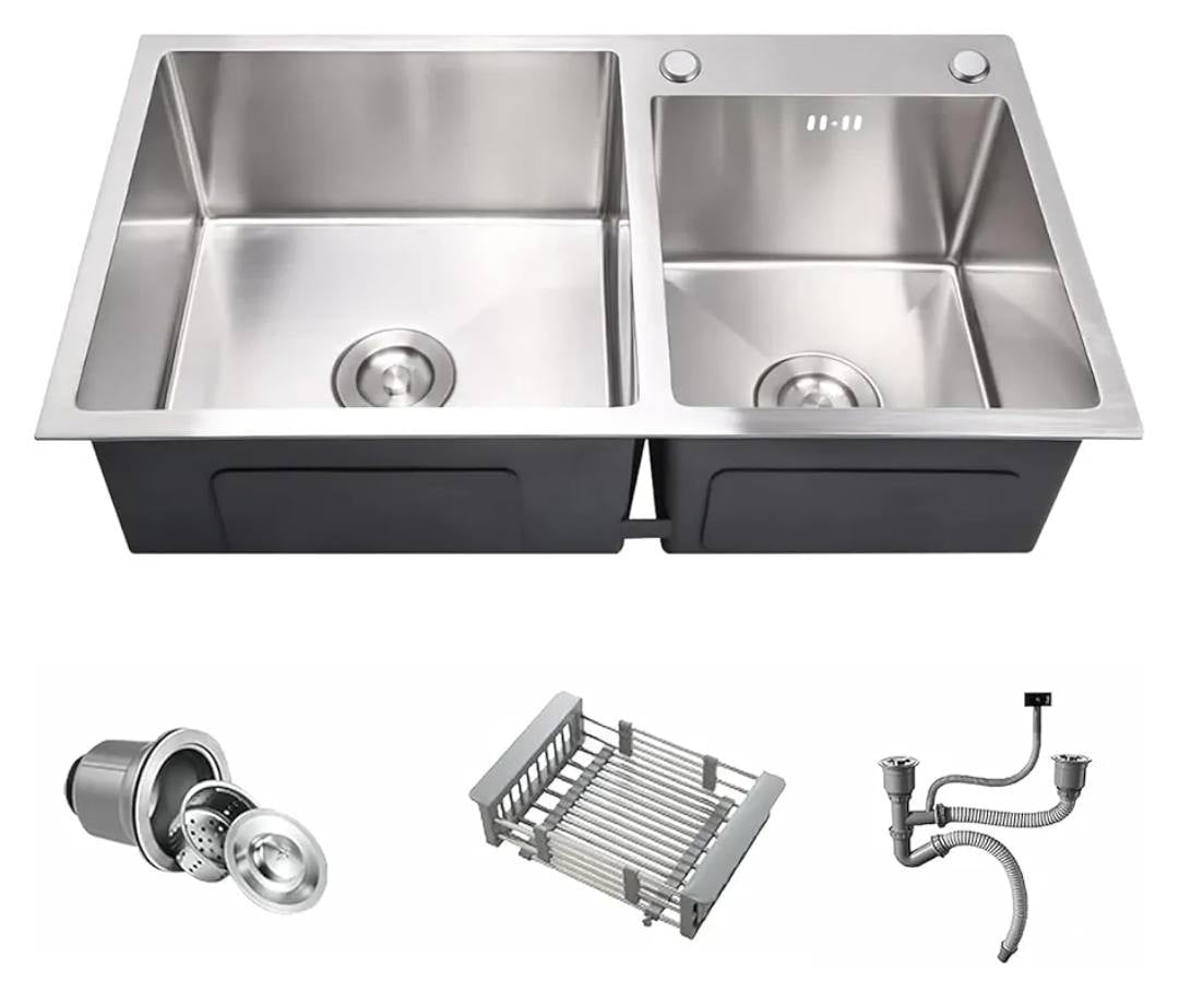 Hand Made Double Bowl Kitchen Sink - Royal Sanitary