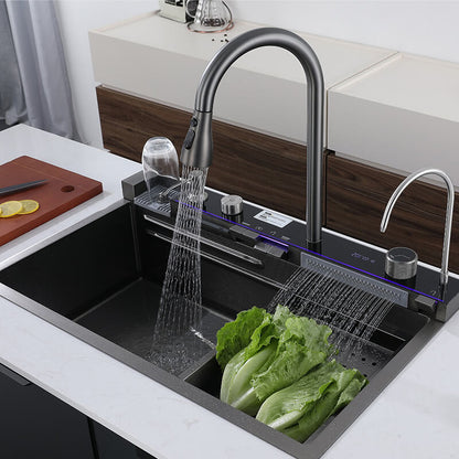 Piano Button Waterfall Kitchen Handmade Sink - Royal Sanitary