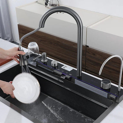 Piano Button Waterfall Kitchen Handmade Sink - Royal Sanitary
