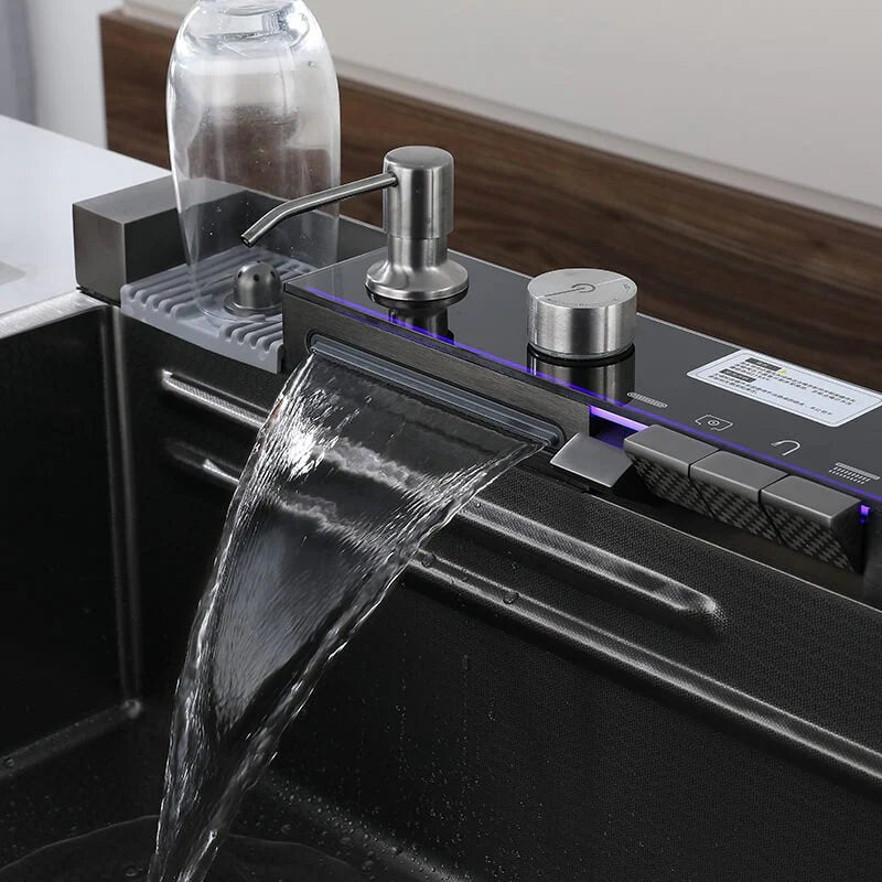 Piano Button Waterfall Kitchen Handmade Sink - Royal Sanitary