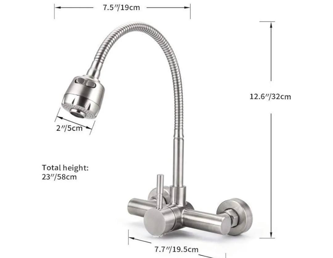 Wall Mounted Flexible Kitchen Tap - Royal Sanitary