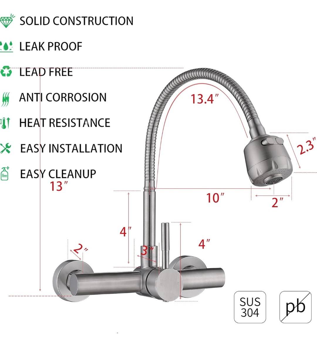 Wall Mounted Flexible Kitchen Tap - Royal Sanitary