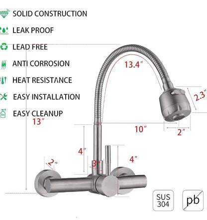 Wall Mounted Flexible Kitchen Tap - Royal Sanitary